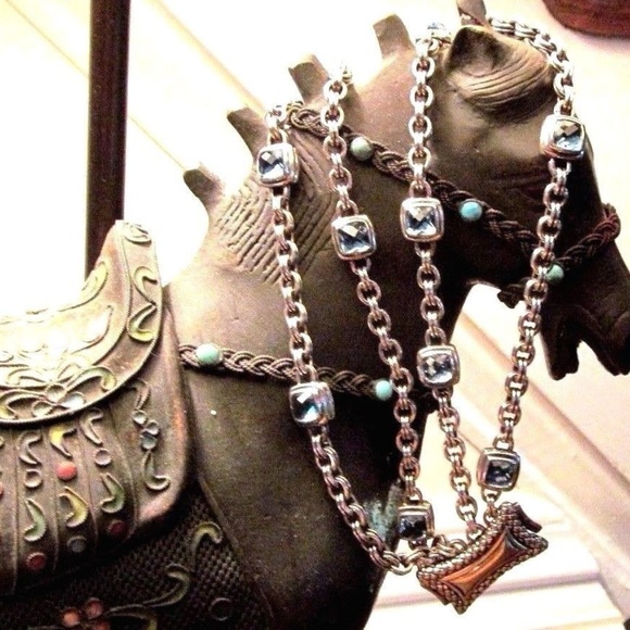 SCOTT KAY SS MULTI LINK BLUE TOPAZ BRACELET - Picture 6 of 9